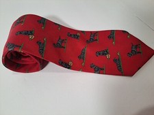 Alynn Neckwear Tie 100% Silk Red Black Labrador RetrieverDog Necktie MADE in USA