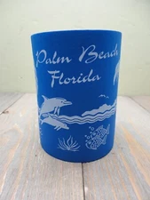 Palm Beach Florida Koola Brew Koozie Blue Beach Dolphin Fish USA Vintage 1990s