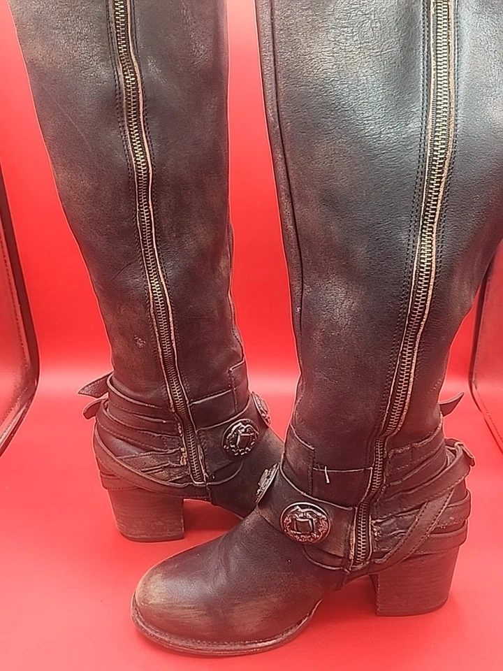 Botas para mujer Freebird by steven 'FB-CASPER' de cuero marrón EE. UU. 10 Foto 2 de 4