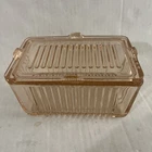Vintage Pink Depression Glass 6” Refrigerator Dish w/ Lid Ribbed Federal Glass