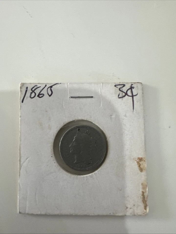 1865 Three Cent Nickel Coin, United States, 3CN, Mint Mark Error - Image 2 of 4