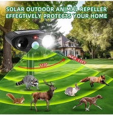 Ultrasonic Animal Repellent Outdoor Solar Animal Repellent with Motion Sensor...
