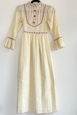 Vintage 1970s Prairie Style Maxi Dress Cream Lace Victorian Cottagecore