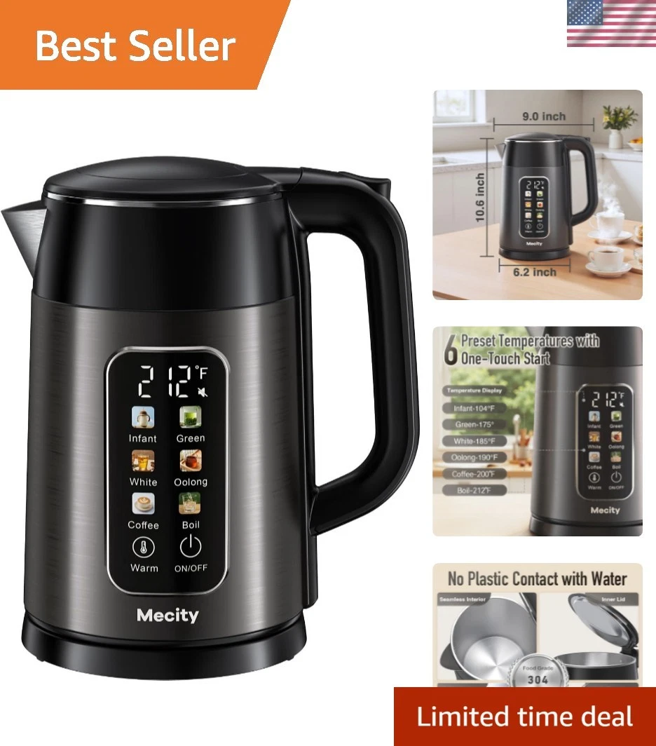 Electric Kettle 1.7L Touch Screen Temperature Control Water Boiler, No Plasti...