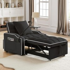 Convertible Sleeper Sofa Chair Bed with USB Ports  Phone Holder  Cup Holder