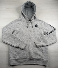 Carhartt Relaxed Fit Hoodie Heather Gray Pullover Sleeve Spell Out Womens 8/10 M