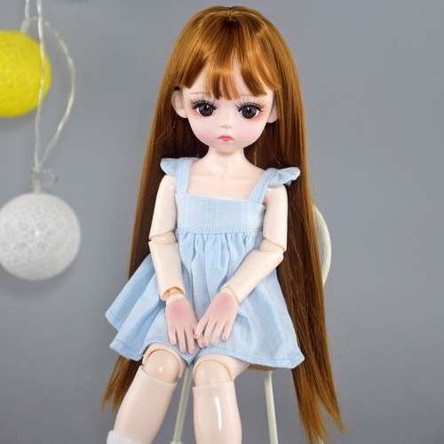 30cm Height Girl Doll with Makeup Face Dress Shoe Straight Hair Full Set BJD Toy - Picture 14 of 14