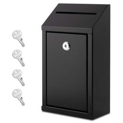 EIENHOSHI Metal Donation Box with Lock, Wall Mounted, Suggestion Box with 4 I...