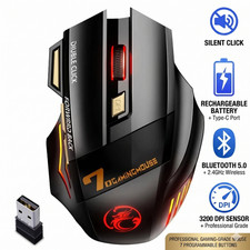 Rechargeable Wireless Bluetooth Gaming Mouse 3200DPI RGB 7 Button LED PC Laptop