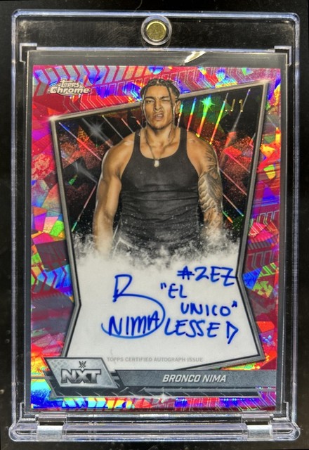 2026 Topps Chrome WWE Sapphire Bronco Nima NXT Auto Padparadscha Refractor #1/1
