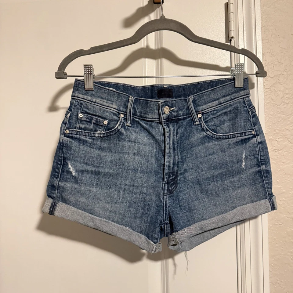 MOTHER The Teaser Roller Corto Lavado Gitano Denim Desgastado Puños Mujer Talla 26 Foto 2 de 4