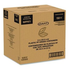Dart 90PPHT1 9" x 8.75" x 3" Microwaveable Hinged Containers - Clear 150/CT New