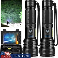 99000LM Rechargeable LED Flashlights 2-Pack Waterproof USB Fast Charge 7 Modes