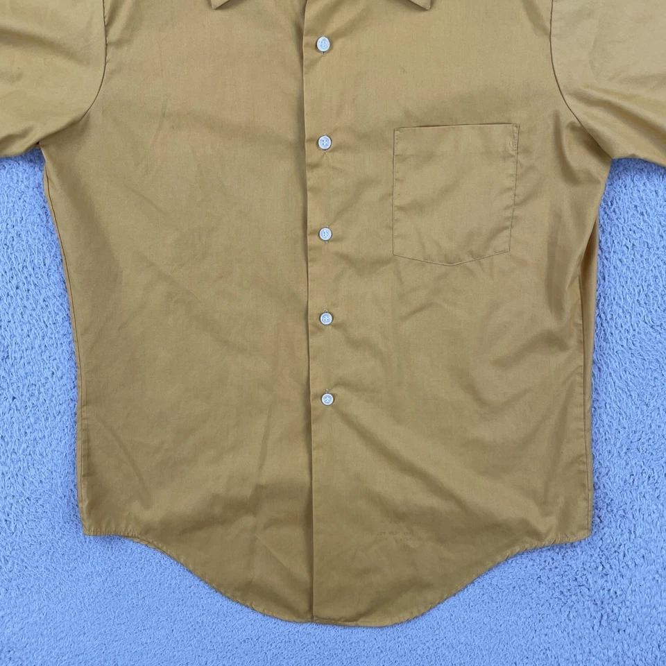 Винтажная рубашка с коротким рукавом Towncraft Plus Pennys Penn Prest большая золотистая на пуговицах - Изображение 4 из 4