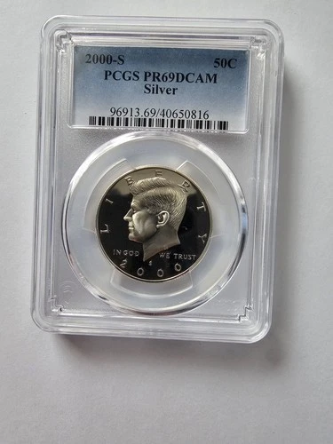 SILVER 2000 S PR69 DCAM KENNEDY HALF DOLLAR GRADED PCGS 5OC S MINT 90% AG COIN