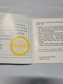 Nintendo NES 10-Yard Fight Original Instruction Booklet Manual Only 