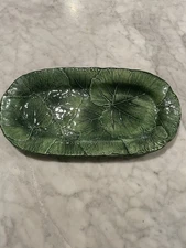 Italian Vietri Foglia Fresca Large Oval Centerpiece 16”x8,5” Majolica Ceramic