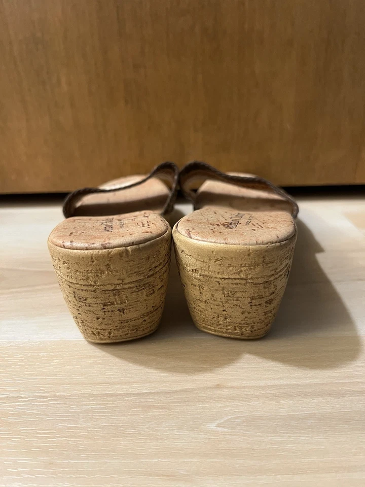 Sandalia de cuña Anna Chelini para mujer marrón multi corcho hecha en Italia talla 7-7,5 Foto 3 de 4