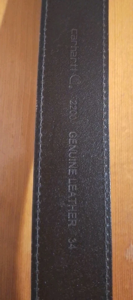 Cinturón de cuero genuino marrón Carhartt para hombre con hebilla de cinturón de latón 34" cintura 38" largo Foto 3 de 4