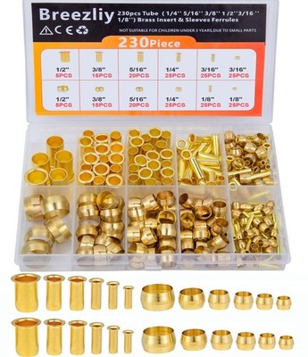 Compression Fittings Assortment Kit - 6 Sizes for Air, Water, Fuel, Oil, Gas
