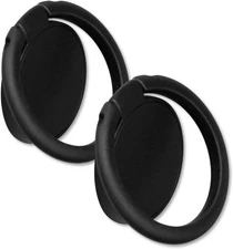 [2 Pack] Matte Finish Round Ultra-thin Cell Phone Ring Holder Stand,360 Black 