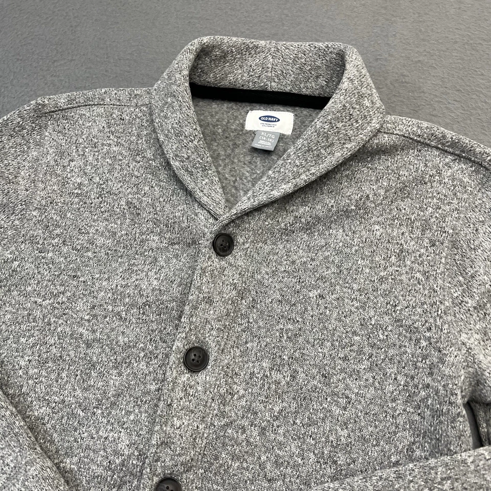 Старый темно-синий свитер для мальчиков XL 14-16 серый кнопка кардиган шаль воротник карманы мягкий - Изображение 2 из 4