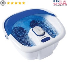 Bubble Foot Spa Massager Heated W/ Pumice Stone Pedicure Brush Toe Touch Control