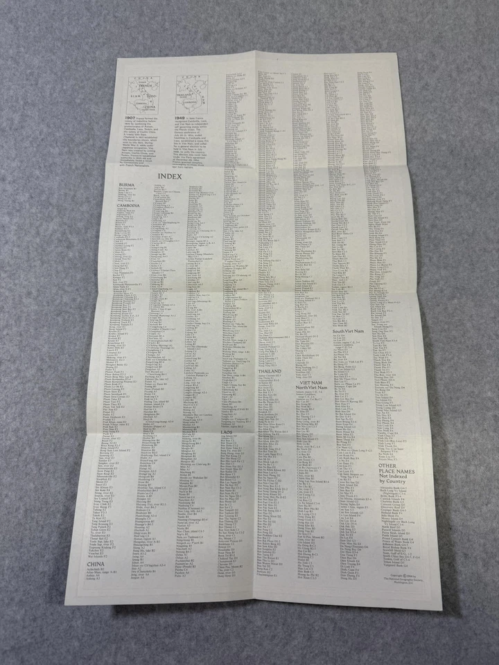 Винтажная раскладная карта 1965 National Geographic Вьетнам Камбоджа Лаос Таиланд - Изображение 4 из 4