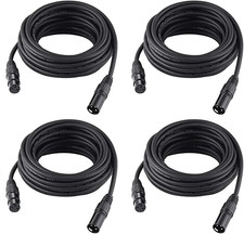 25Ft / 7.62M DMX Cable, 4 Packs 3 Pin DMX Cables DMX Wires, DMX512 XLR Male to F