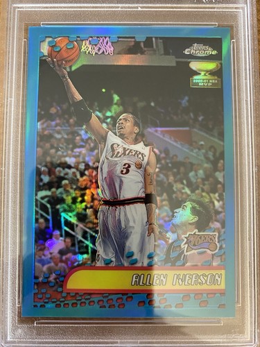 2001 Topps Chrome #3 Allen Iverson Refractor PSA 9 Mint - Picture 2 of 4