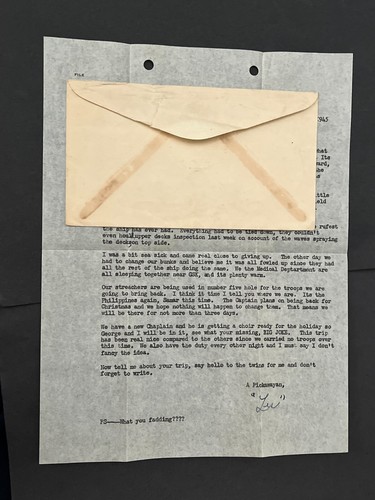 1945 US NAVY USS PICKAWAY WWII SAILOR LETTER ! IL ROSENTHAL JEWISH ! LESCARBEAU - 第 2/2 張圖片