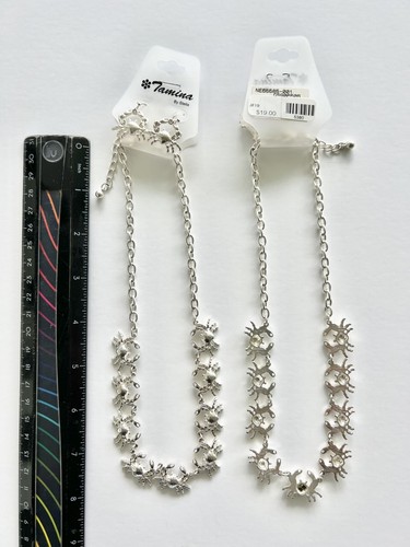 Lot of 5 Matching Silver Colored Crab Nautical Necklace & Earring Set Wholesale