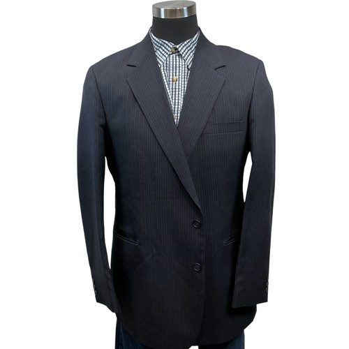 46L Haggar 2pc Mens Suit Jacket & Pants Slacks 42x30 Navy Blue Red Pinstripe - Picture 5 of 19