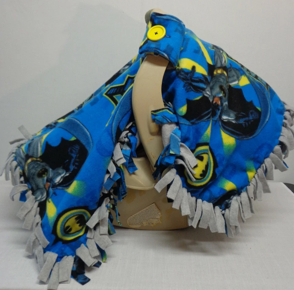 Batman /Grey Fleece Infant/ Baby Car Seat Canopy/Tent/Cover Handmade - Image 4 of 4