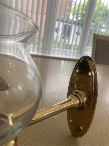 FAB VINTAGE PAIR BRASS & GLASS WALL HALL LIGHTS TORCH CLEAR GLASS SHADES 28A - Picture 2 of 10