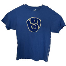 Milwaukee Brewers Throwback Logo Red Jacket Brand Soft T-Shirt Size Large
