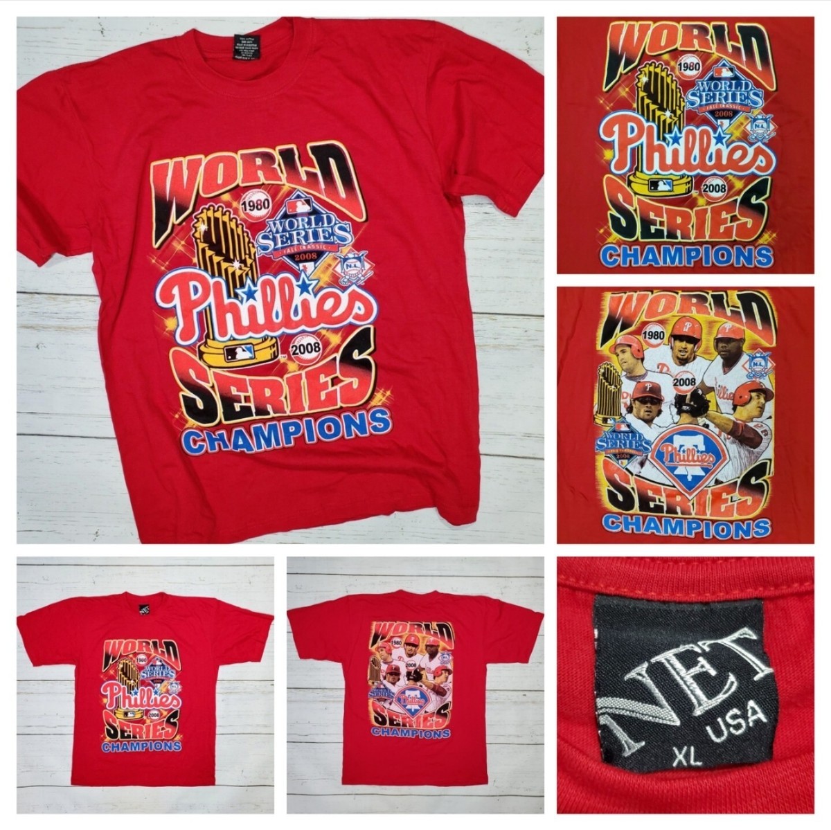 Vtg 2008 Philadelphia Phillies World Series Rap Tee T-Shirt