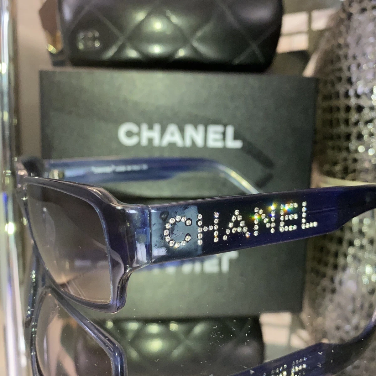 Chanel Sunglasses Black Limited Edition Swarovski Crystal 5060-B RARE!