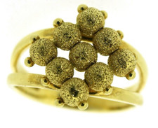18 ct gold rings yellow size Q 1/2 R  hallmarked dress cocktail 9 hollow spheres