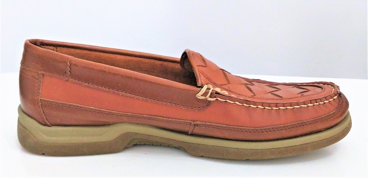 Cary Country Brown Leather Weave Pattern Men display picture 2