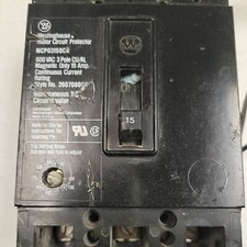 MCP03150CR Westinghouse Instantaneous Trip Circuit Breaker 3 Pole 15 Amp 600V