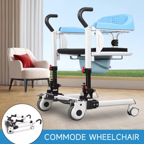 Multifunctional 4in1 Patient Lift Transfer Chair Folding Handicapped Wheelchair - Picture 1 of 19