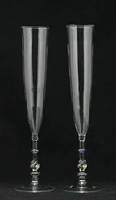 2x Champagne Glass / Flute, Jos Bohm Facon Venice design Holland, 34cm  13.4inch