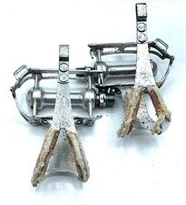Campagnolo Record Pedals Vintage Road Bike Campy Silver KKT Clips Size LL