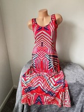 Tribal Maxi Tank Dress Size S Liquid Mesh Abstract Bold Vivid Loud Fun Colors