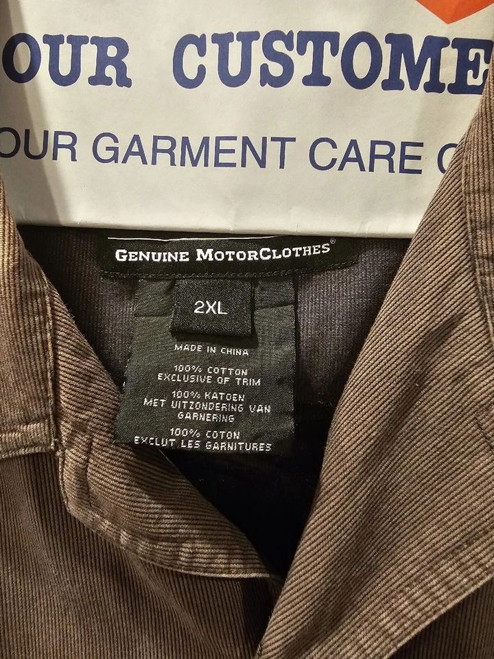 2XL Harley Davidson коротким рукавом кнопка рубашка коричневый вельвет, кожаный вид отделки - Изображение 2 из 4