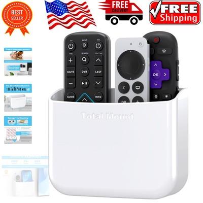 Innovative Hole-Free Remote Storage Solution - Compatible with All TVs, White