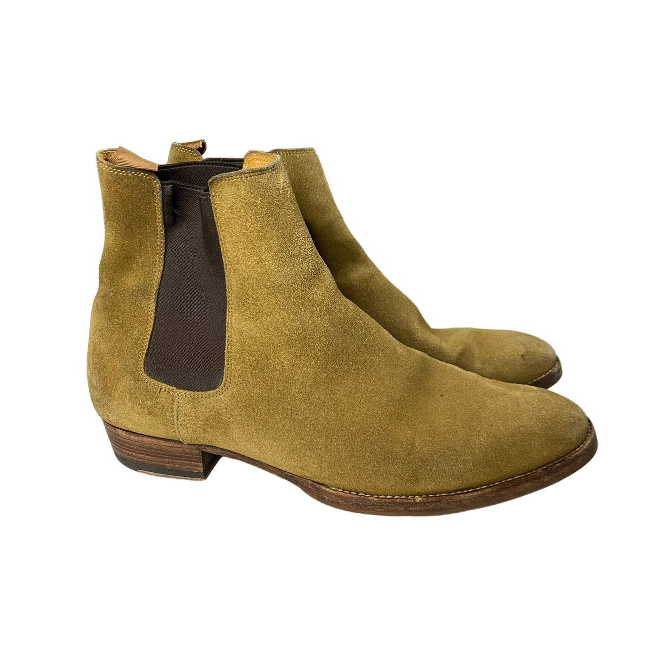 Stivali in pelle scamosciata Saint Laurent Chelsea Wyatt marroni donna 40 (US 9 9 5)