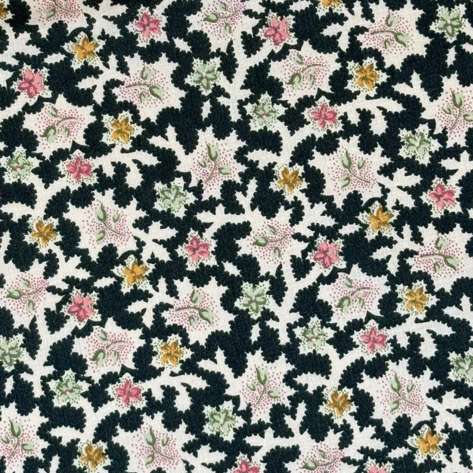 Tela Floral De Colección Pequeñas Flores Natural Oro Rosa sobre Cazador Verde Algodón 47"x44 Foto 2 de 4
