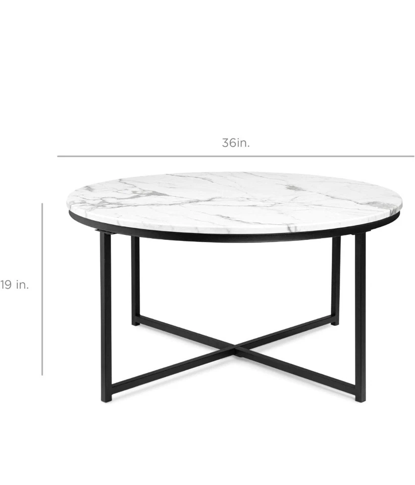 Best Choice Products 36 pulgadas imitación mármol moderno redondo sala de estar acento café con Foto 2 de 4